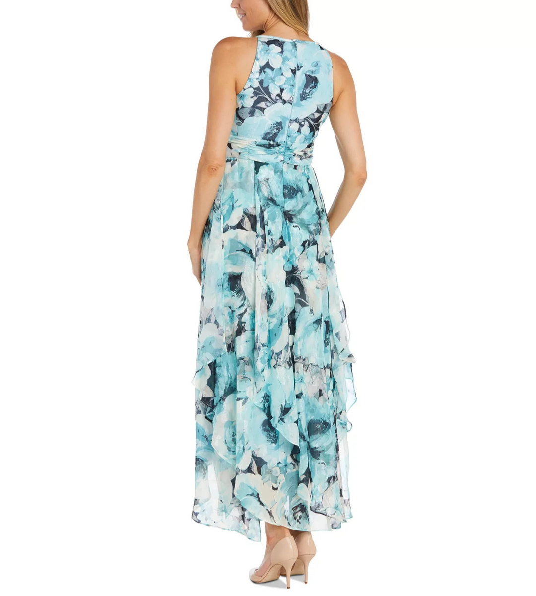 R & M Richards Floral Print Halter Gown MSRP $139