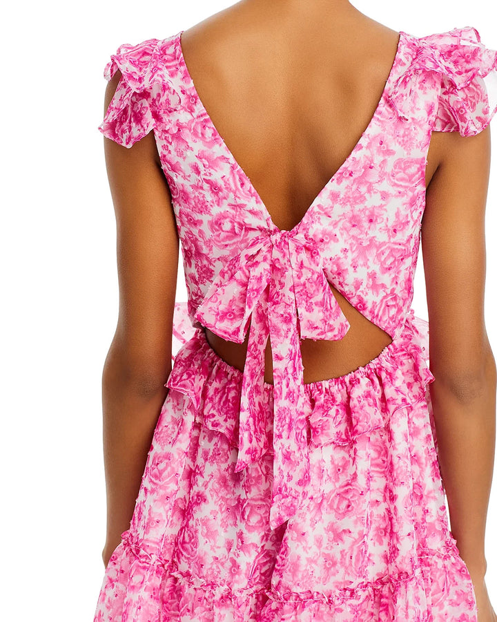 AQUA Floral Ruffle Trim Mini Dress MSRP $88