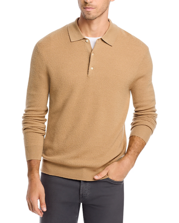 The Men Store Merino Wool Textured Piqué Polo Sweater MSRP $228