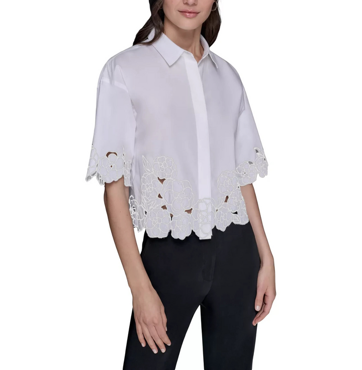 KARL LAGERFELD PARIS Floral Cutout Top MSRP $118