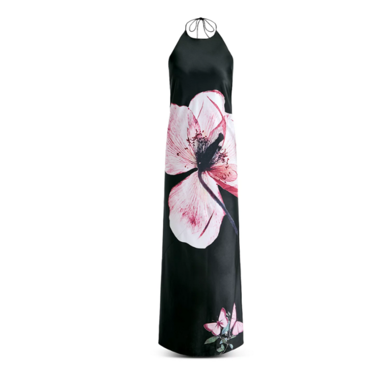 Alice and Olivia Montana Low Back Dress with Detachable Scarf MSRP $595