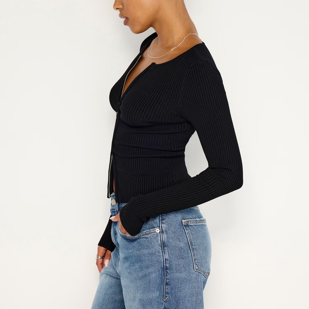 Good American Virgo Ribbed-Knit Top MSRP $179