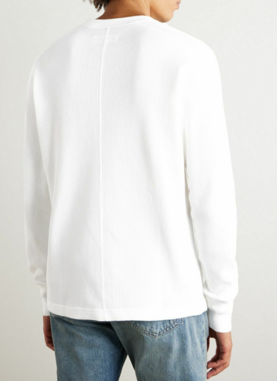 Rag & Bone Waffle-Knit Cotton Henley T-Shirt MSRP $198