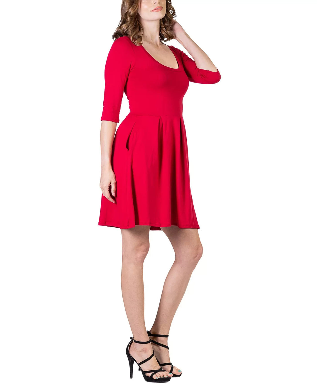 24seven Comfort Apparel Women's Three Quarter Sleeve Mini Dress MSRP $93.99