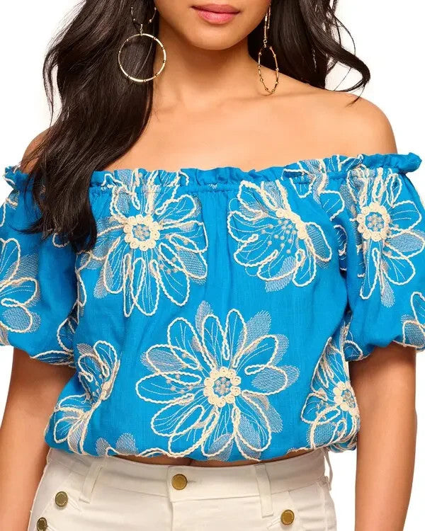 Ramy Brook Lana Embroidered Top MSRP $325