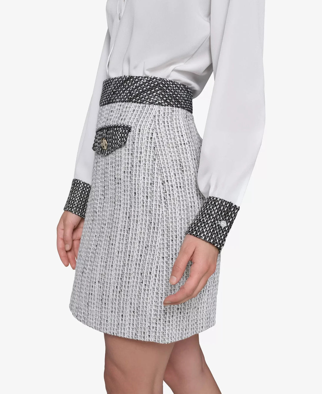 KARL LAGERFELD PARIS Women's Two-Tone Tweed Skirt MSRP $99