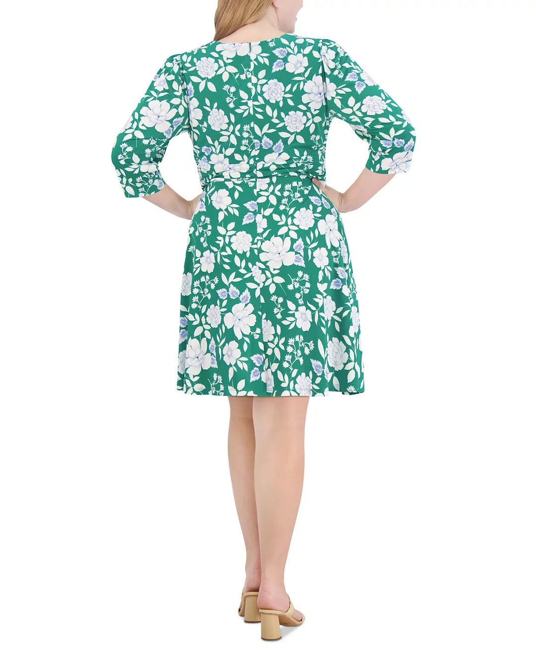 Jessica Howard Plus Size Floral-Print 3/4-Sleeve Dress MSRP $119