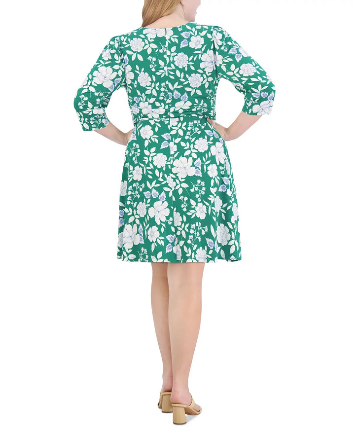 Jessica Howard Plus Size Floral-Print 3/4-Sleeve Dress MSRP $119