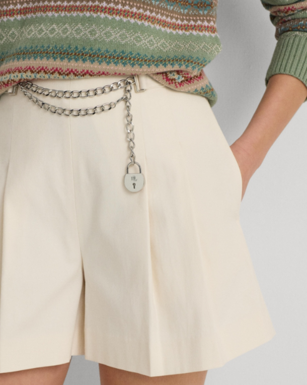 Lauren Ralph Lauren Pleated High-Rise Shorts MSRP $145