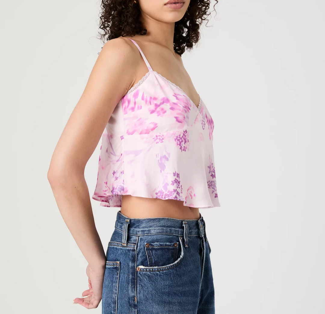 French Connection Elyria Oona Satin Baby Doll Top MSRP $88