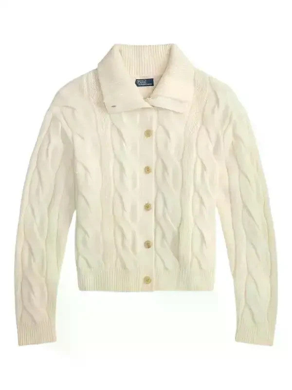 Polo Ralph Lauren cable-knit mock-neck cardigan MSRP $348