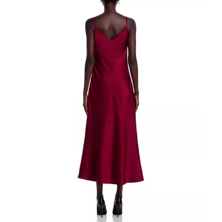 Aqua Satin Bias Cut Slip MIDI Dress MSRP $98