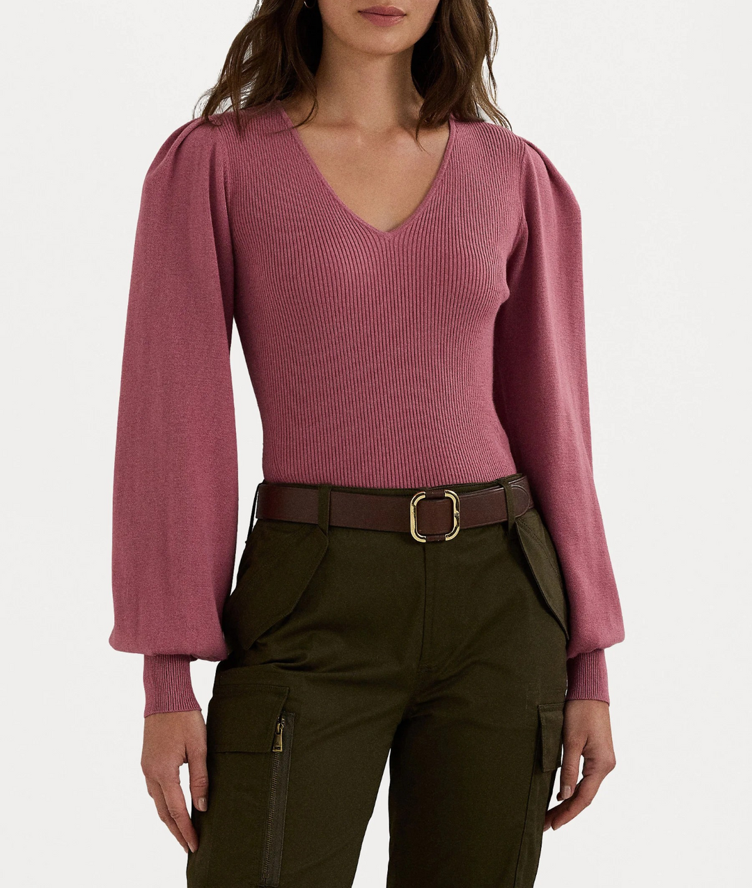 Lauren Ralph Lauren Women's Blouson-Sleeve Sweater MSRP $125