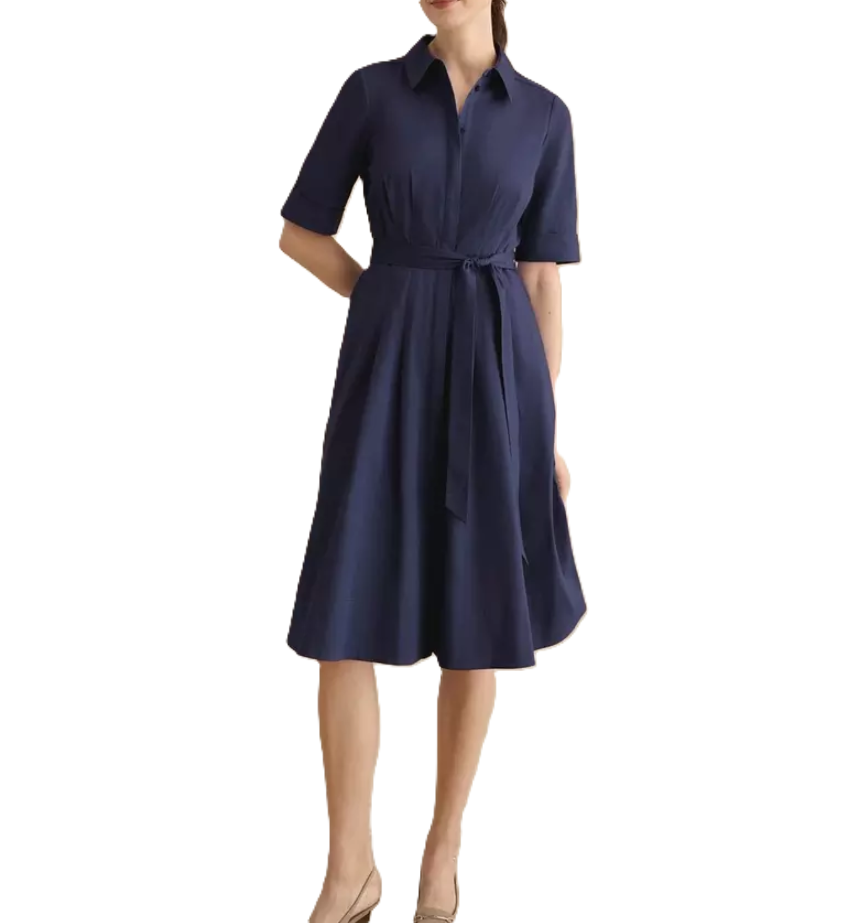 HOBBS LONDON Petites Brigitta Concealed Button Shirt Dress MSRP $335