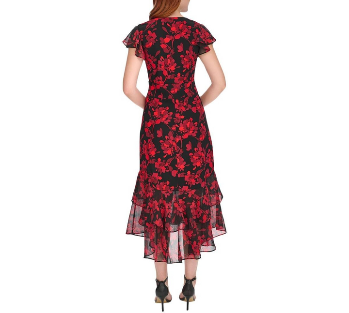 Tommy Hilfiger Printed V-Neck Flutter-Sleeve Dress MSRP $119