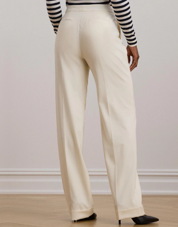Lauren Ralph Lauren Pleated Wool Twill Straight Pants MSRP $245