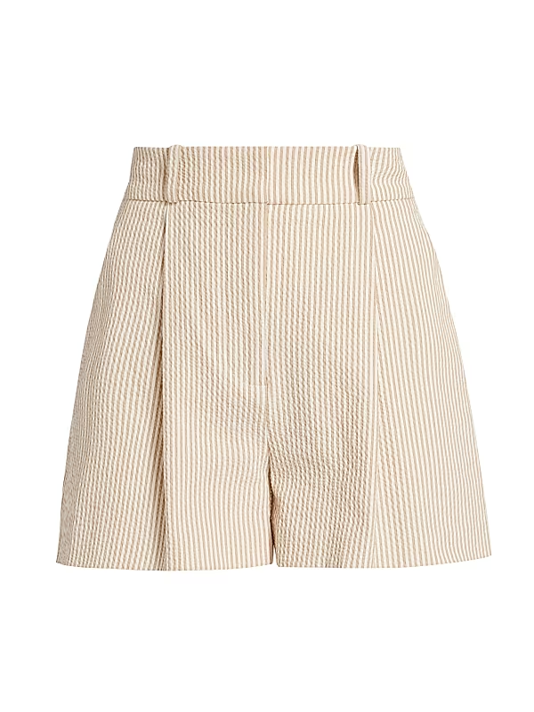 Veronica Beard Haina Seersucker Pleated Shorts MSRP $368
