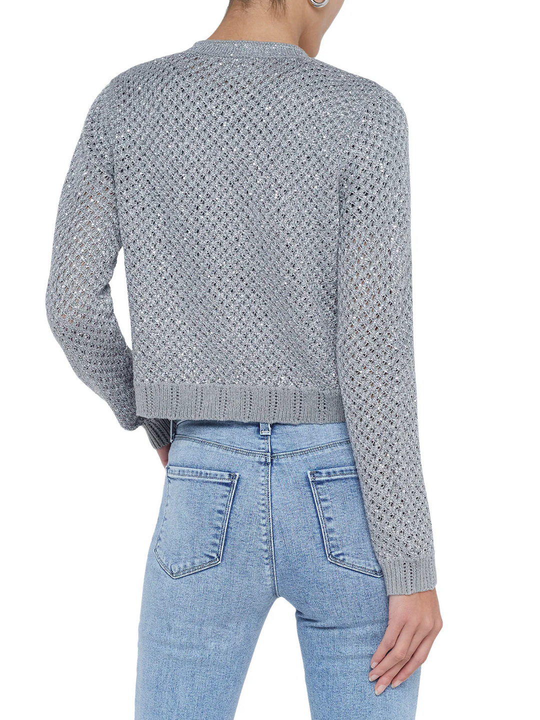 L'AGENCE Blanca Sequin Crop Cardigan MSRP $425