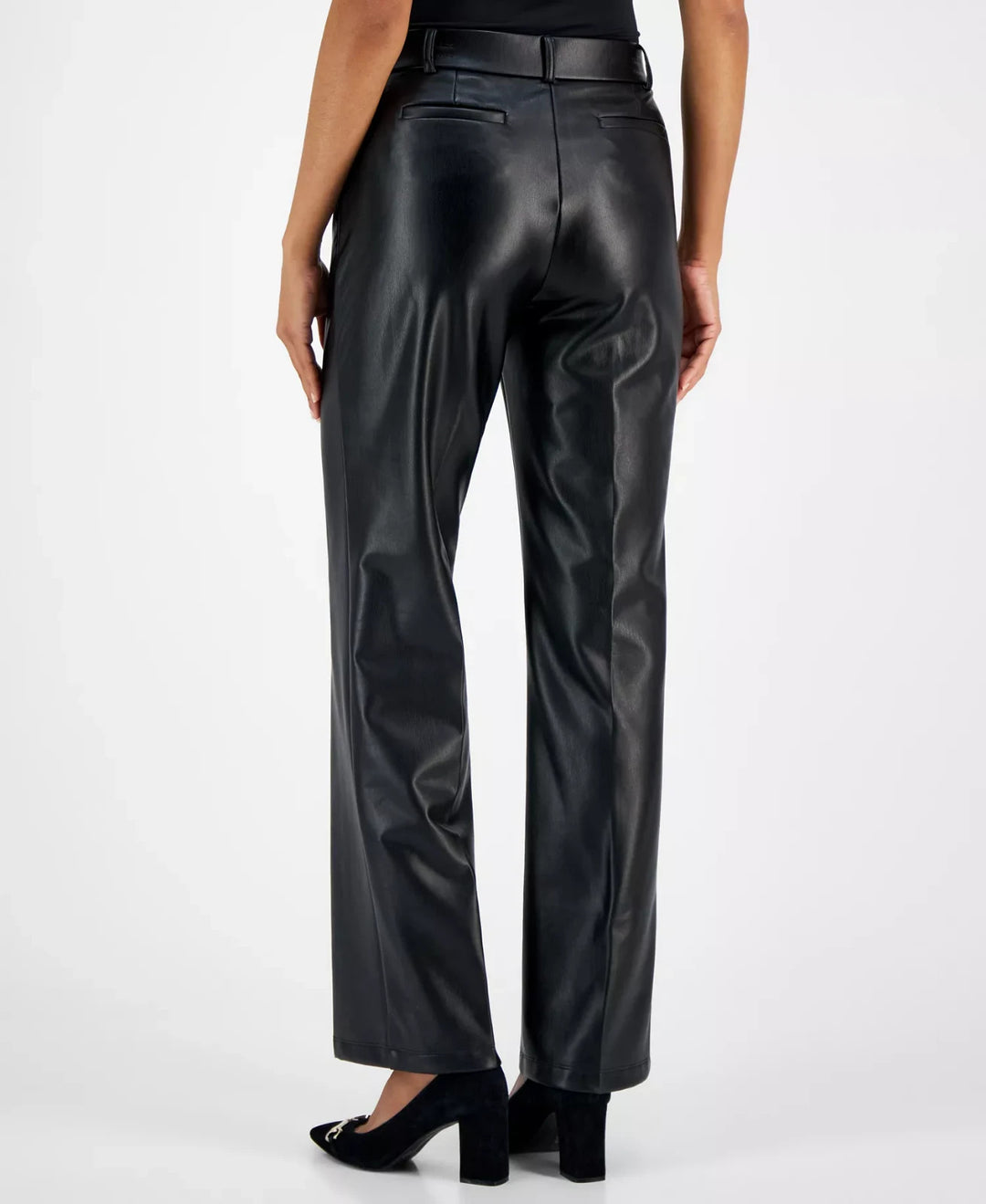 Kasper Women's Faux-Leather Faux-Fly Pants MSRP $89