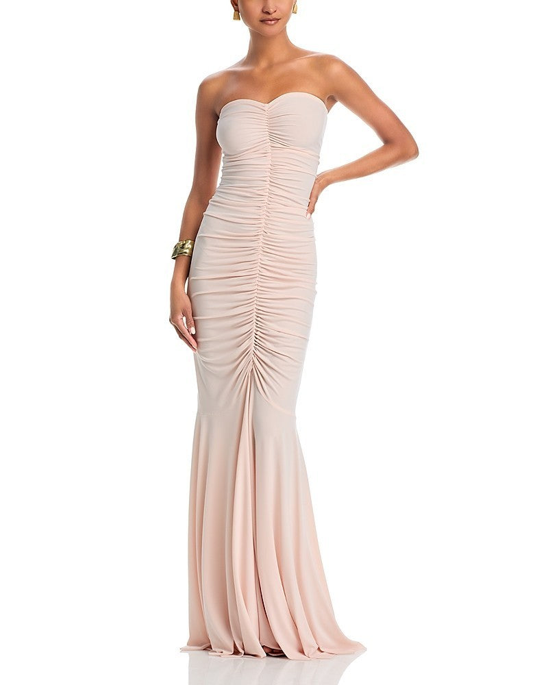 Norma Kamali Strapless Shirred Front Fishtail Gown MSRP $295