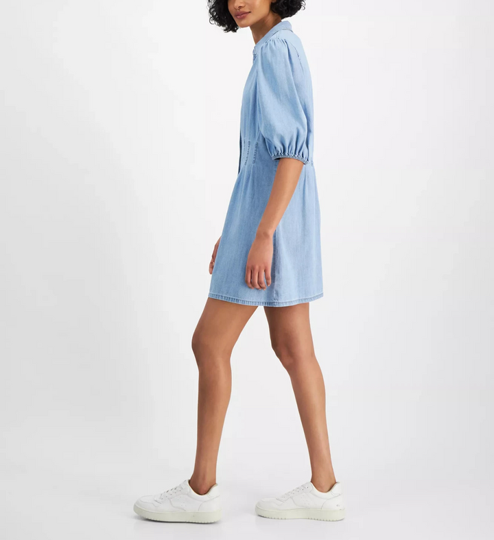 Tinsel Balloon-Sleeve Button-Front Denim Shirtdress MSRP $59