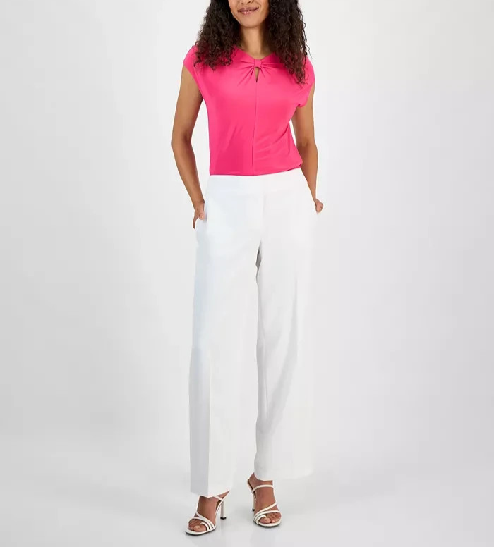 Kasper Crepe Wide-Leg Pants MSRP $79