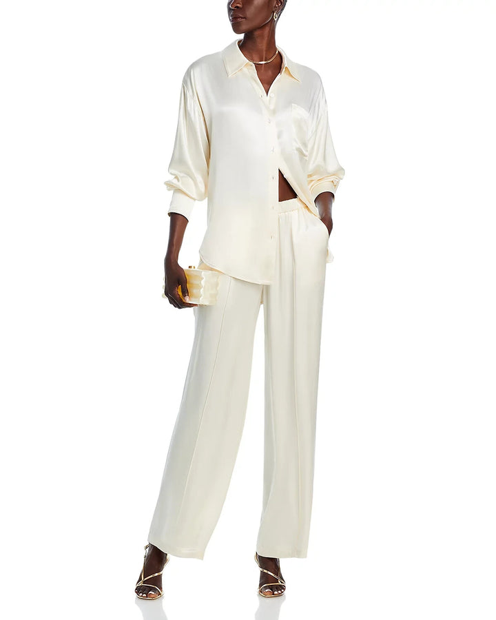 WAYF Fynn Satin Button Front Top MSRP $79