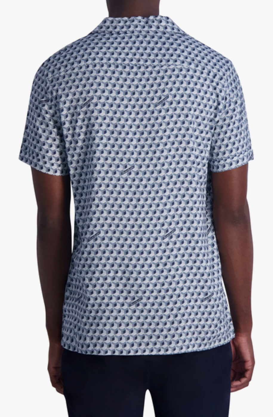 Karl Lagerfeld Paris Geo Print Short Sleeve Button-Up Shirt MSRP $119