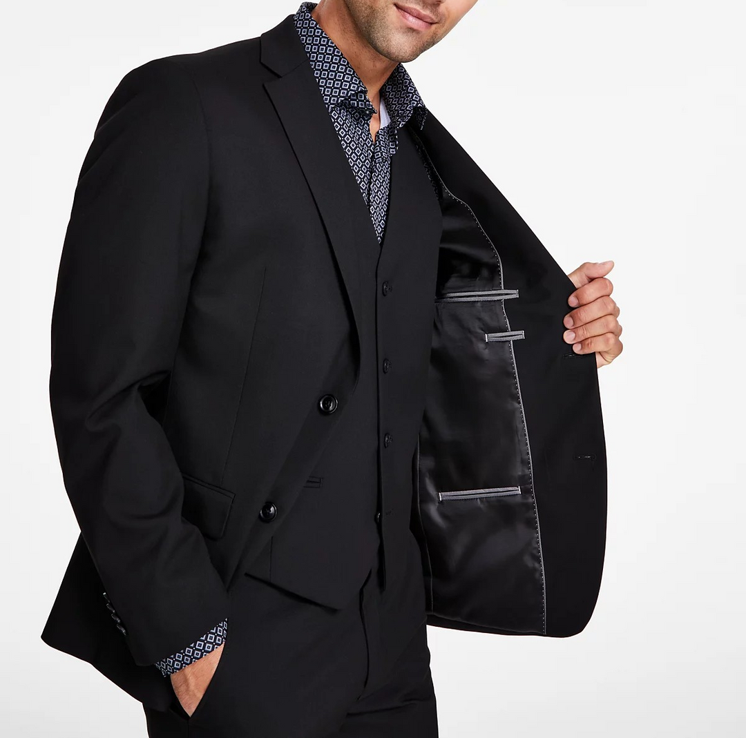Alfani Men's Slim Fit Stretch Solid Suit Jacket Black Size 46 Alfani Men's Slim Fit Stretch Solid Suit Jacket Black Size 46