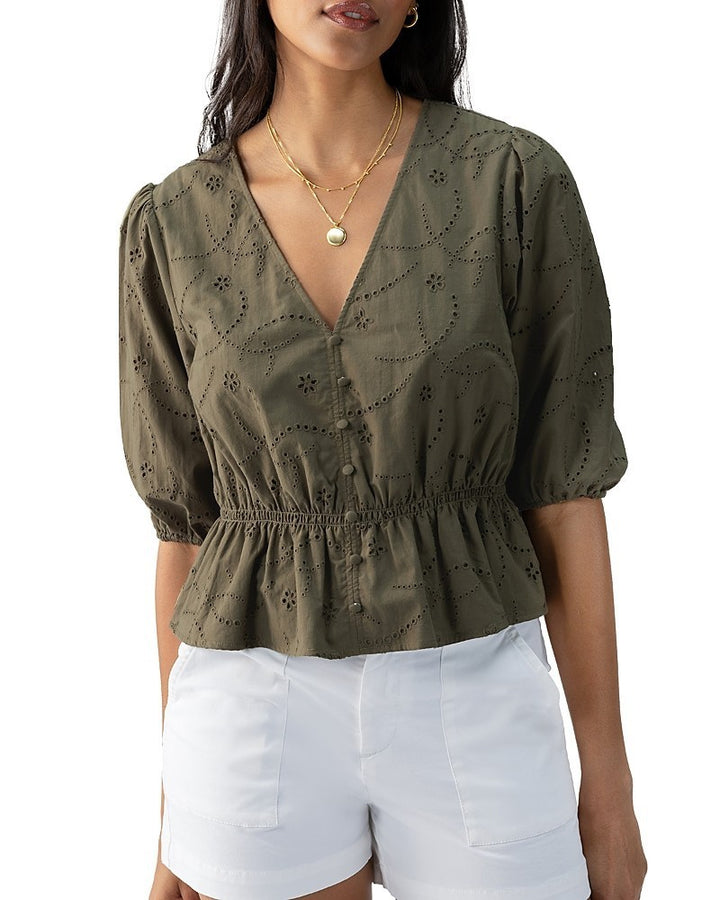 Sanctuary Eyelet Button Front Top MSRP $89