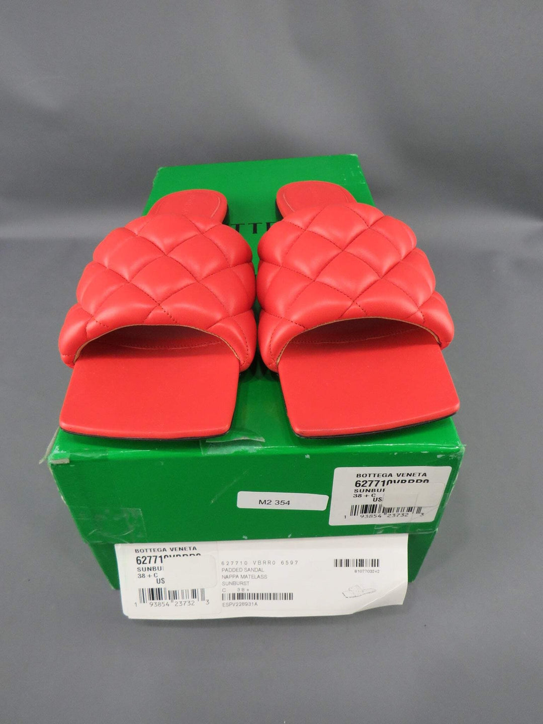 Bottega Veneta Women's Square Toe Quilted Slide Sandals M2 354