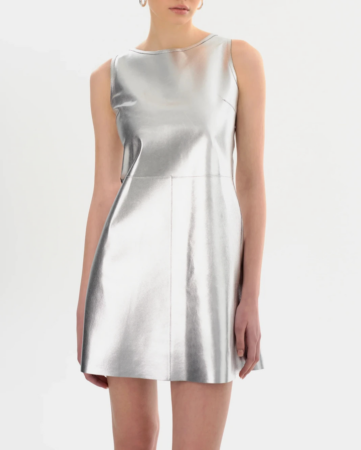 LAMARQUE Lozana Reversible Leather Mini Dress MSRP $575
