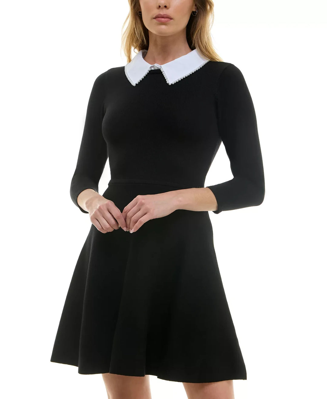 BCX Juniors' Faux Pearl-Collar Fit & Flare Dress MSRP $59