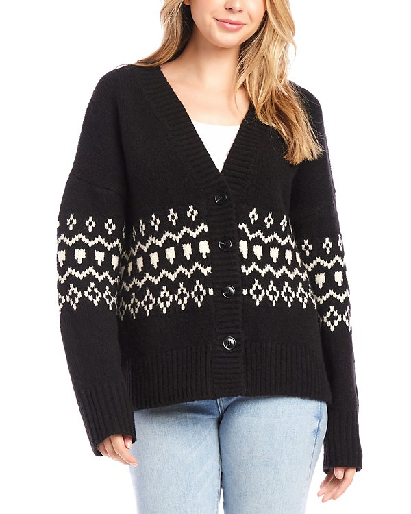 Karen Kane Jacquard Sweater Cardigan MSRP $158