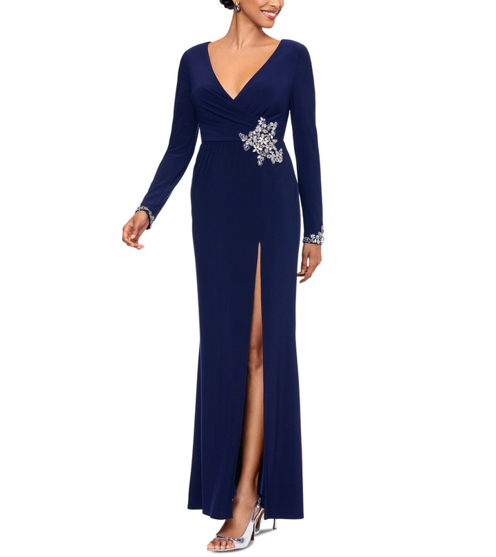 Betsy & Adam Embellished Surplice Gown MSRP $239