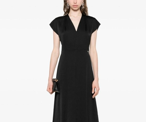 Calvin Klein Satin Seersucker MIDI Dress MSRP $179