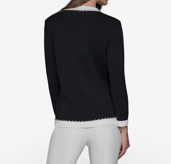 KARL LAGERFELD PARIS Faux-Pearl-Trim Cardigan MSRP $149