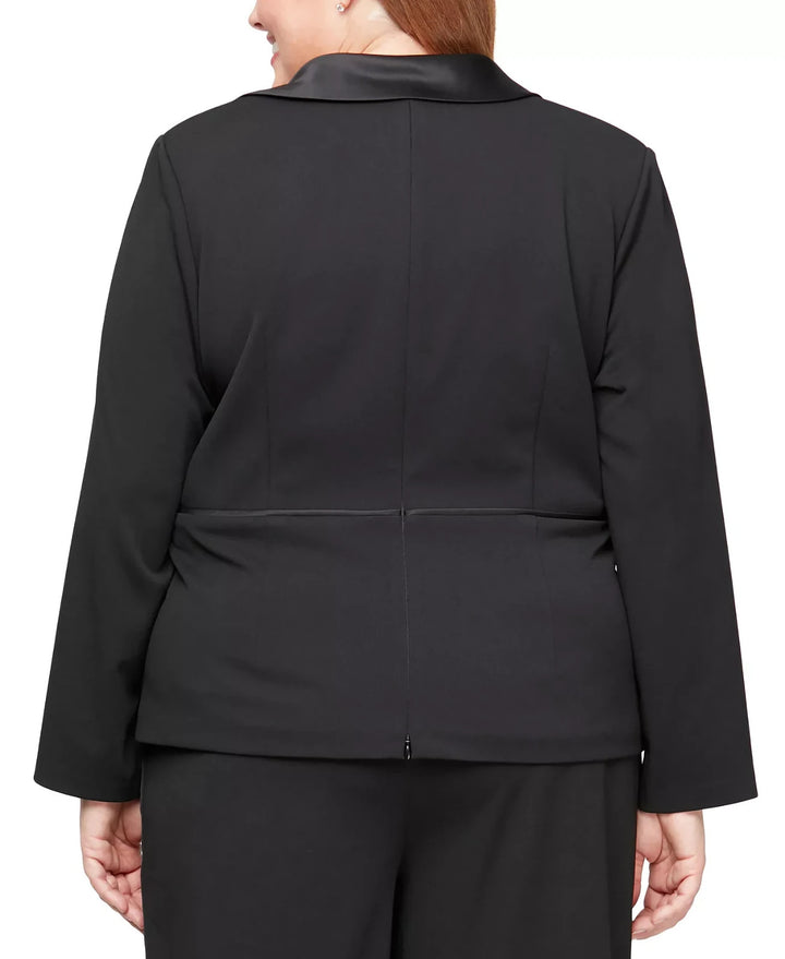 Alex Evenings Plus Size Long-Sleeve Tuxedo Blouse MSRP $149