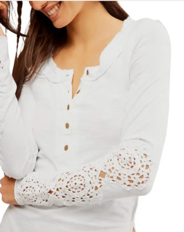 Free People Our Song Henley Cuff Top MSRP $78