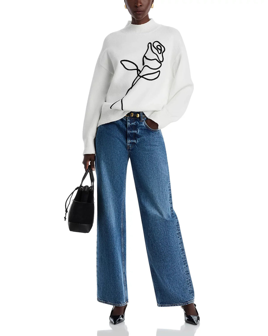 Gracia Floral Embroidered Sweater MSRP $92