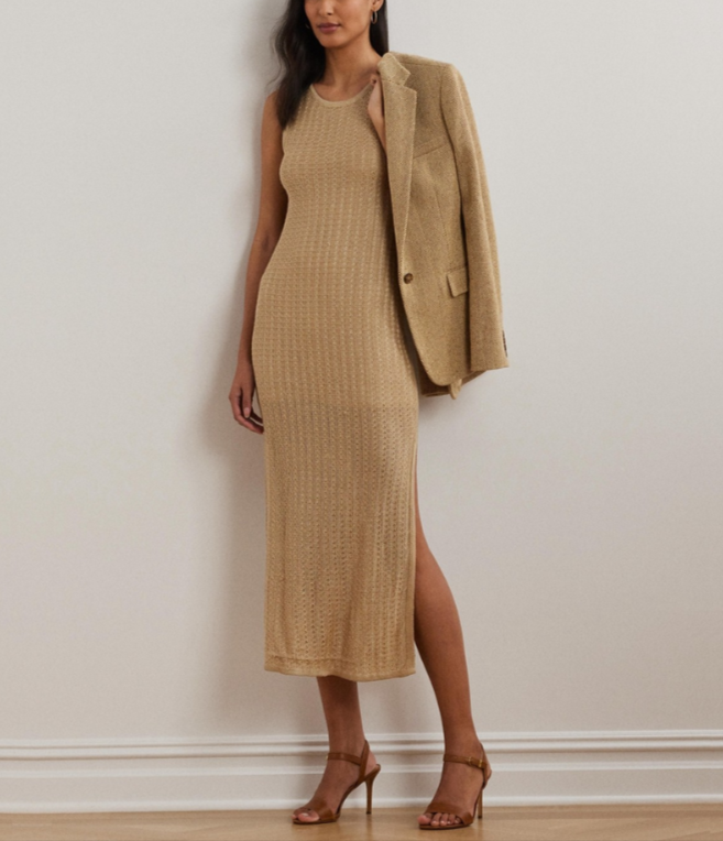 Lauren Ralph Lauren Pointelle-Knit Sleeveless Sweater Dress MSRP $265