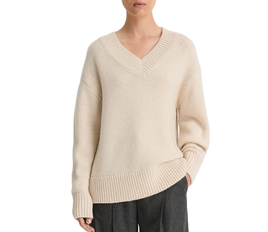 Vince Drop Shoulder V-Neck Sweater MSRP $495