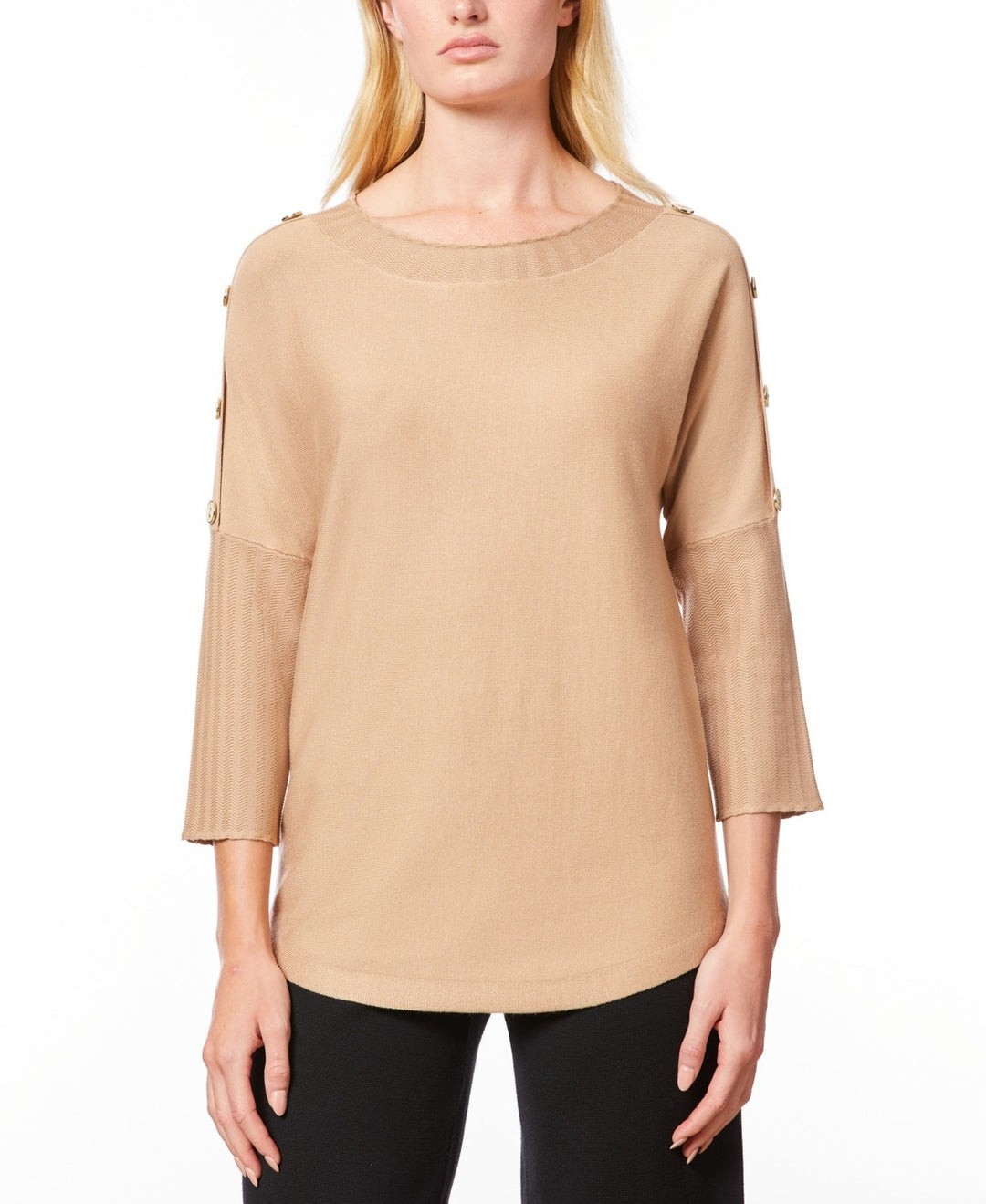 Melissa Paige Dolman-Sleeve Wavy-Ribbed Sweater MSRP $46