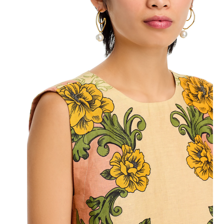 FARM Rio Delicate Flower Linen Arabesque Top MSRP $120