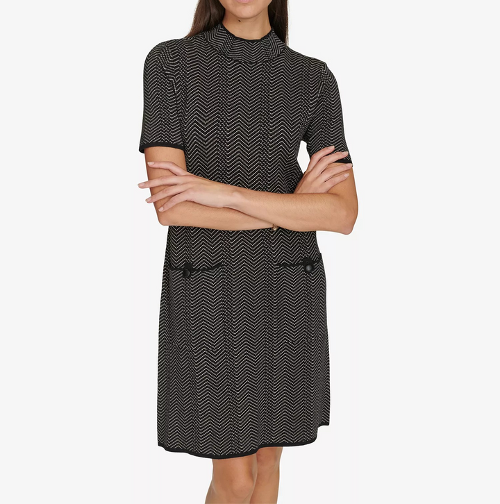 Calvin Klein Women's Mock-Neck Jacquard Sheath Dress MSRP $134