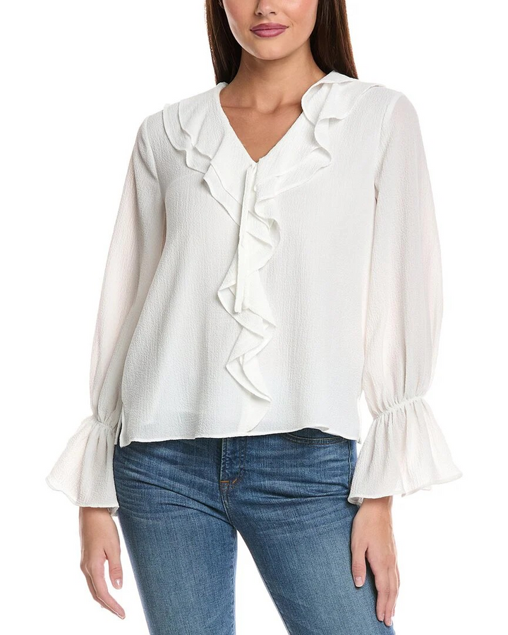 Vince Camuto Womens Ruffle Front Top MSRP $89