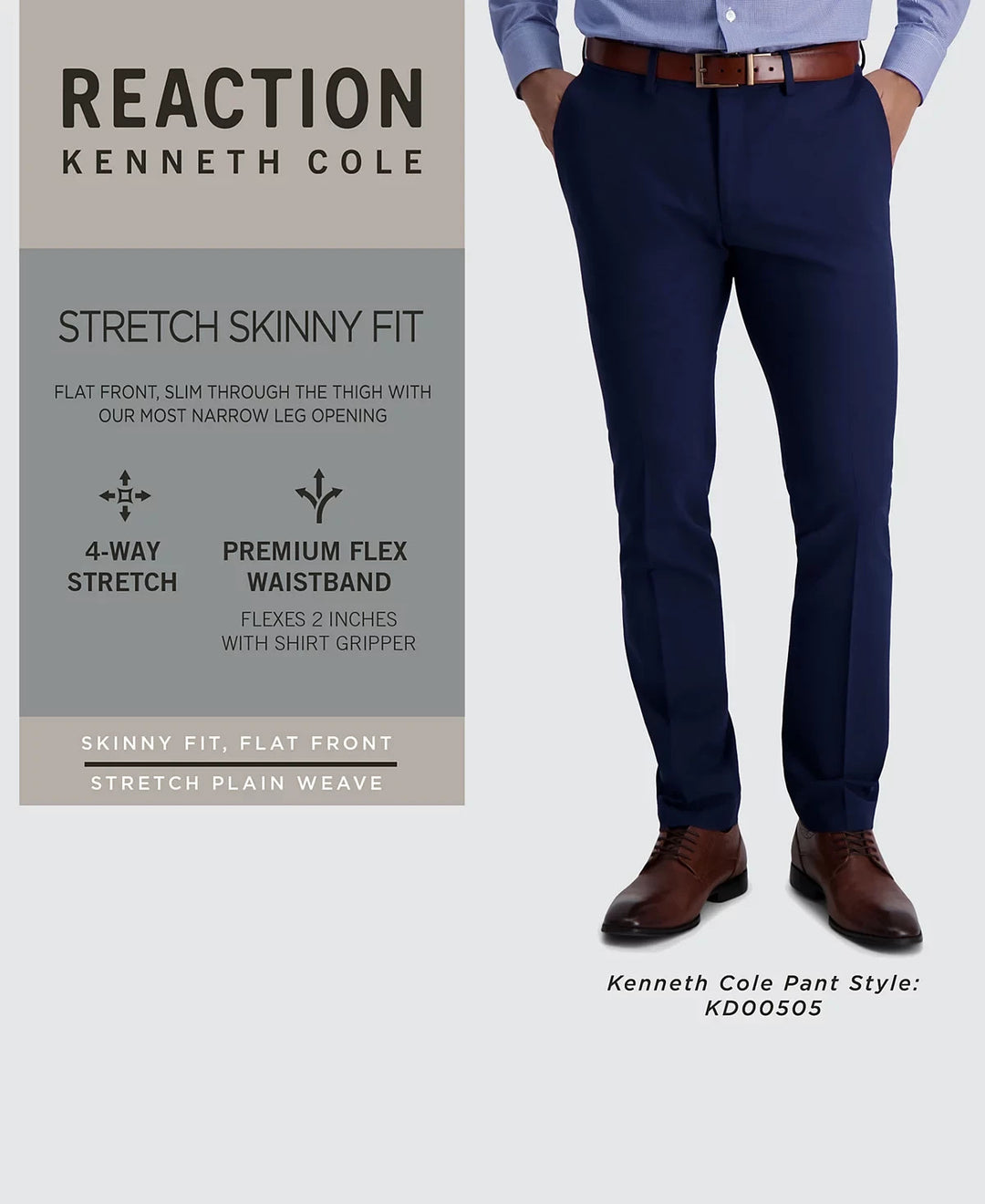 Kenneth Cole Reaction Skinny/Extra-Slim Fit Performance Stretch Dress MSRP $95
