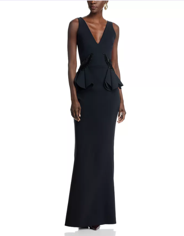 Chiara Boni La Petite Robe Nawa Beaded Peplum Gown MSRP $1190