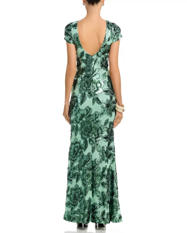 AQUA Floral Sequin Mesh Dress MSRP $298