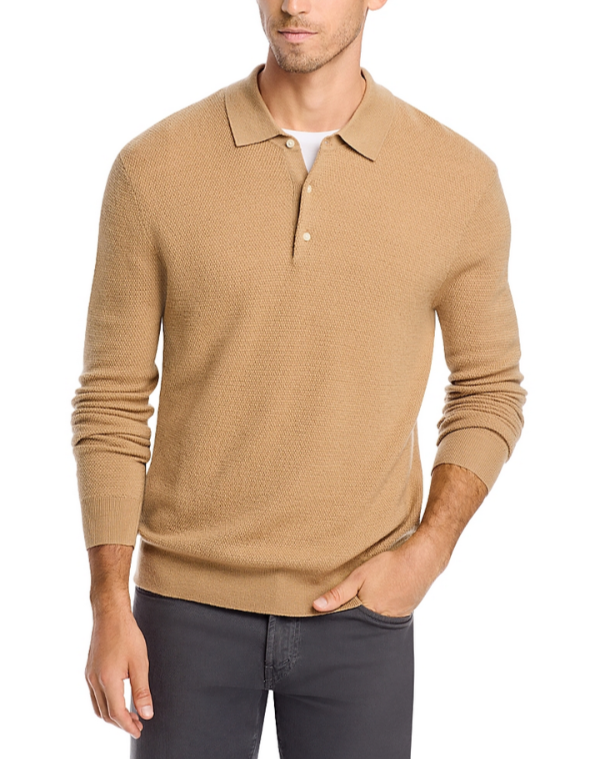 The Men Store Merino Wool Textured Piqué Polo Sweater MSRP $228